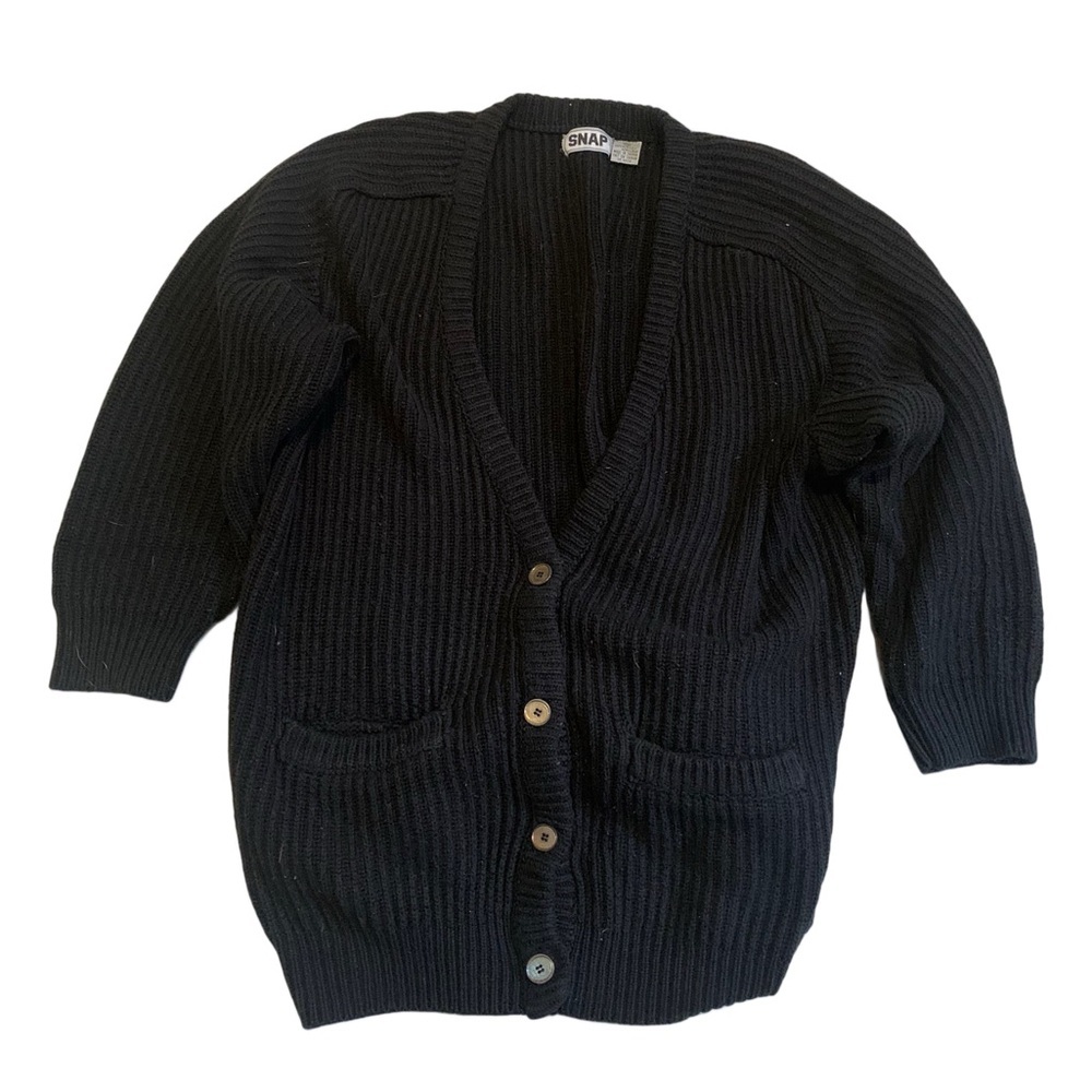 💜 V-Neck Black Cardigan with Pockets by SNAP - Size M/M